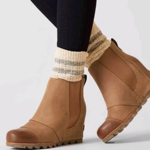 Sorel Shoes - Sorel Lea Wedge Joan of Arctic, Chelsea Elk Curry 9 Camel Brown bootie